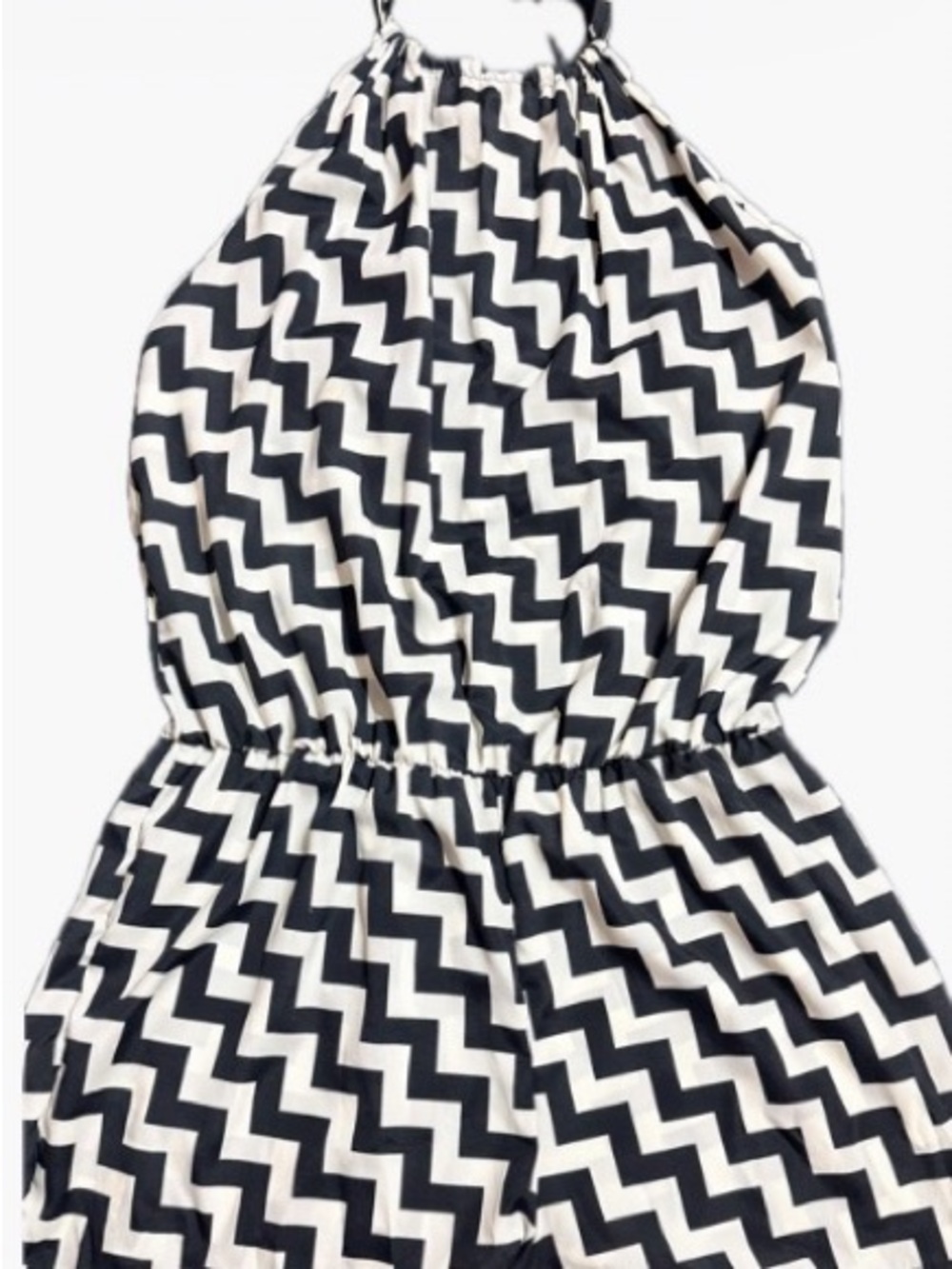 Black and White Chevron Halter Romper